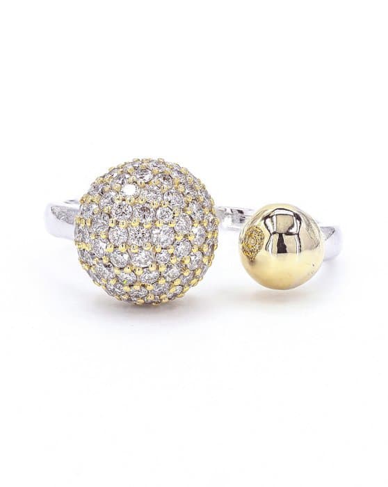Cocktail ring - 14 kt. Yellow gold - 1.18ct. tw. Diamond (Natural) - Statement Open Cuff Ring