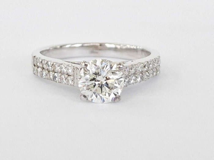 Engagement ring - 18 kt. White gold - 1.40ct. tw. Diamond (Natural) - Diamond