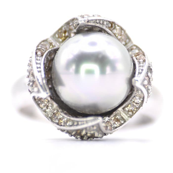 Ring Platinum - 6.34ct. tw. Diamond (Natural) - Pearl