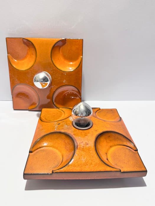 Hustadt Leuchten - Wall lamp - Aluminium, Ceramic - A pair of wall lights
