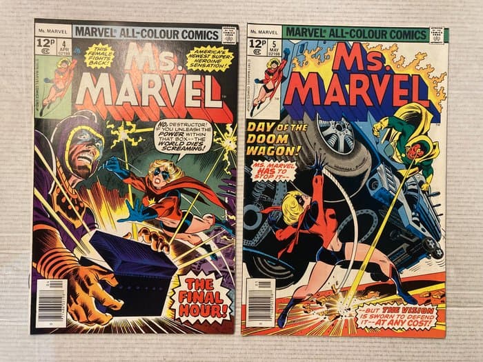 Ms Marvel (1977) # 4 & 5! High Grade!! Featuring Carol Danvers - 2 Comic collection - First edition - 1977/1977
